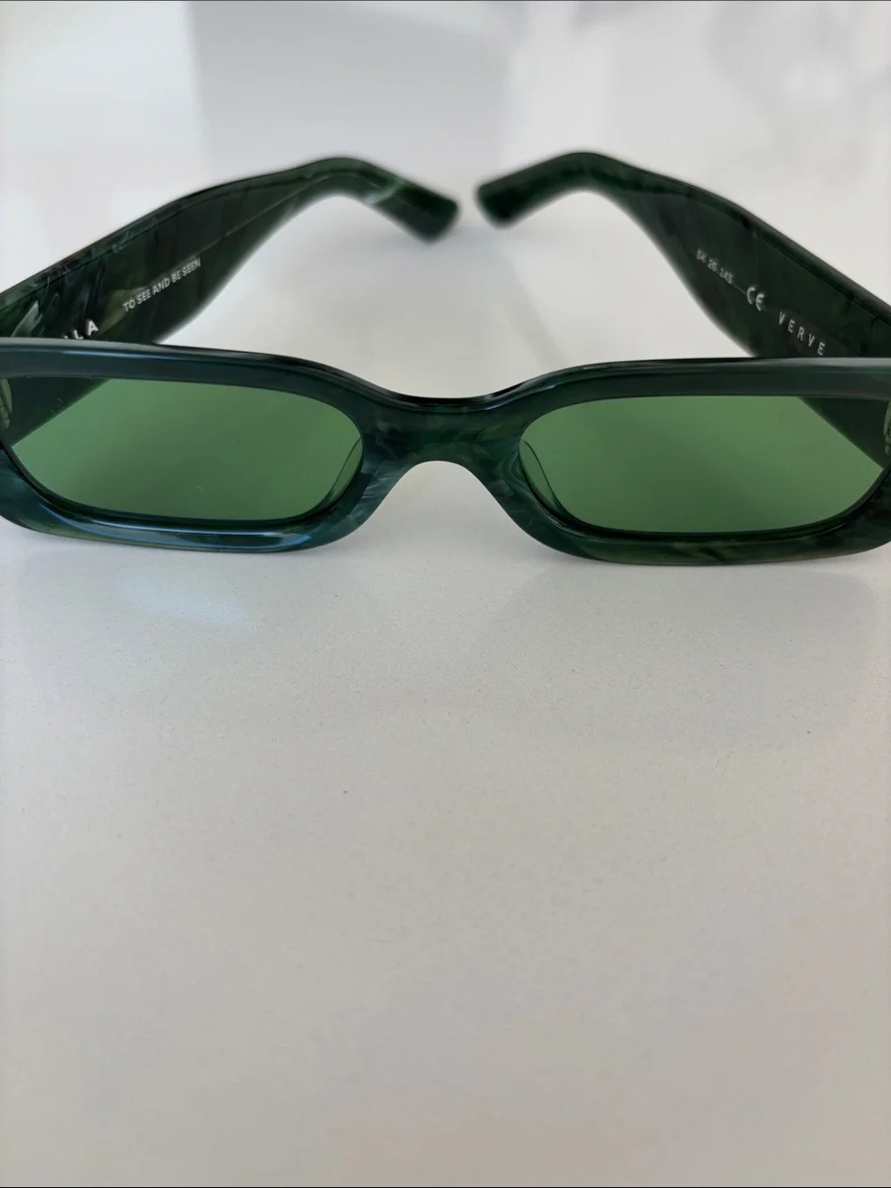Kids Green Rectangular Sunglasses with Black Pouch